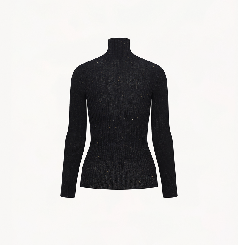 RIBBED OMBRÉ CASHMERE TURTLENECK TOP