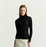 RIBBED OMBRÉ CASHMERE TURTLENECK TOP