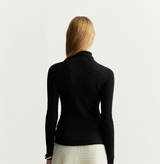 RIBBED OMBRÉ CASHMERE TURTLENECK TOP