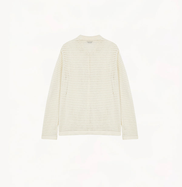 VELVET POINTELLE LAPEL CARDIGAN
