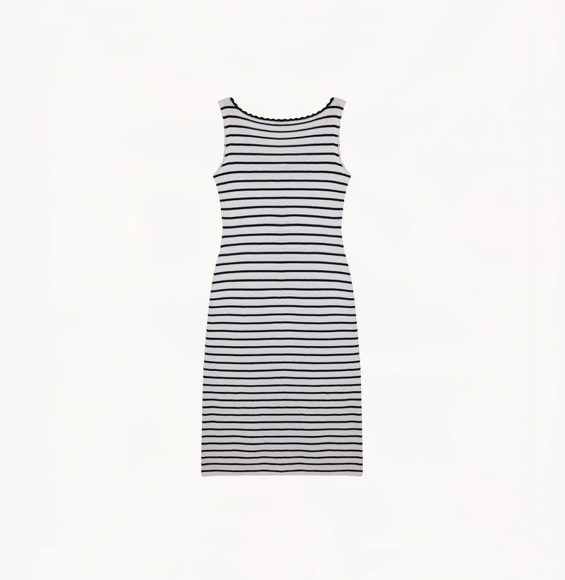 Silk Maxi Dress, Uneck, Black White Striped | CRUSH Collection Silk Maxi Dress, Uneck, Black White Striped | CRUSH Collection