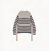 TWEED STRIPED V-NECK CARDIGAN