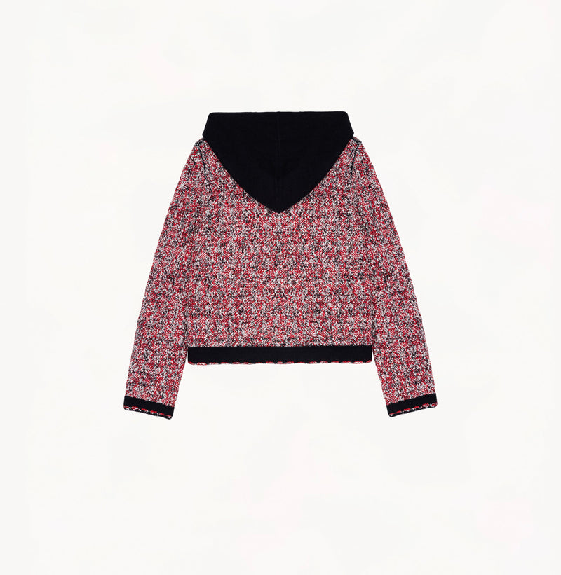 SPECKLE TWEED HOODED JACKET