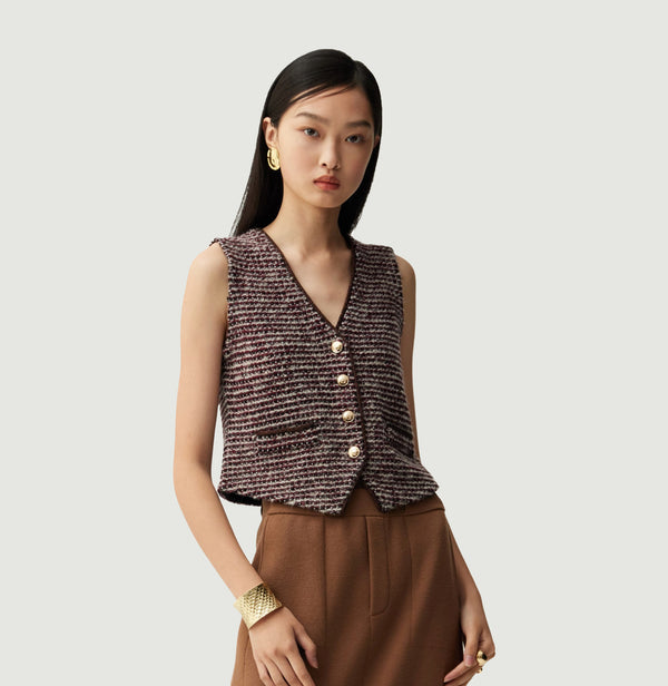 BOUCLÉ TWEED V-NECK VEST