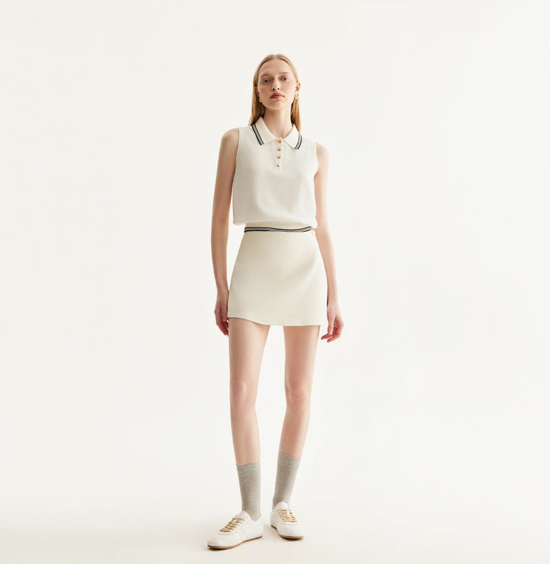 White Skort in Cotton, Wrapped Dress