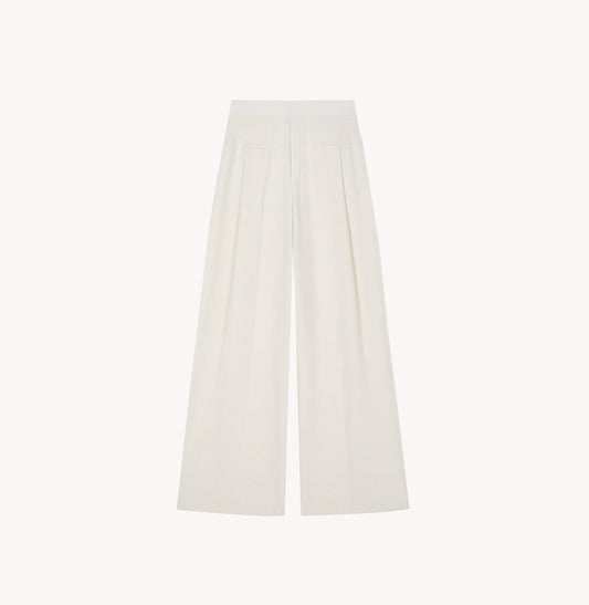 Wide-leg pants for women in White.