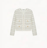 STRIPED BOUCLÉ CREWNECK JACKET