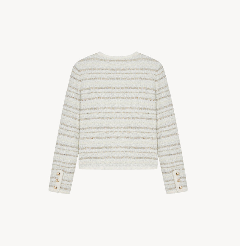 STRIPED BOUCLÉ CREWNECK JACKET