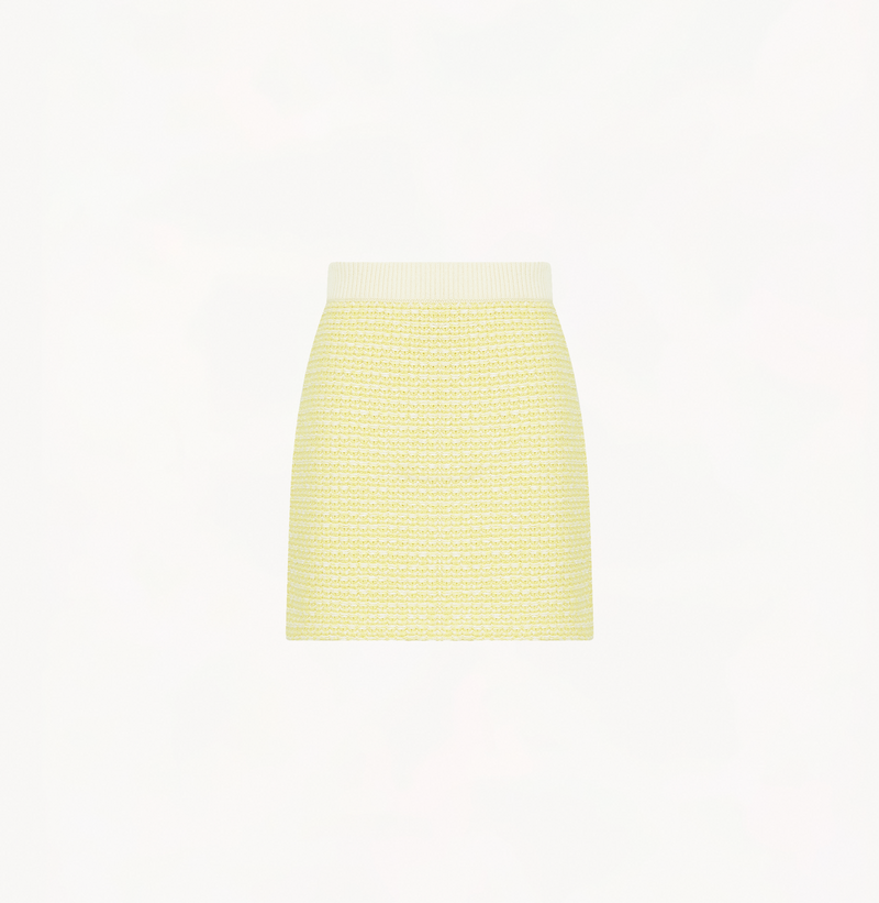Wool boucle skirt in lemon.