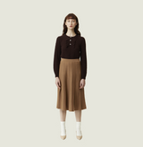 Wool midi skirt in camel.  left-view