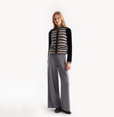 TWEED STRIPED LAPEL VEST