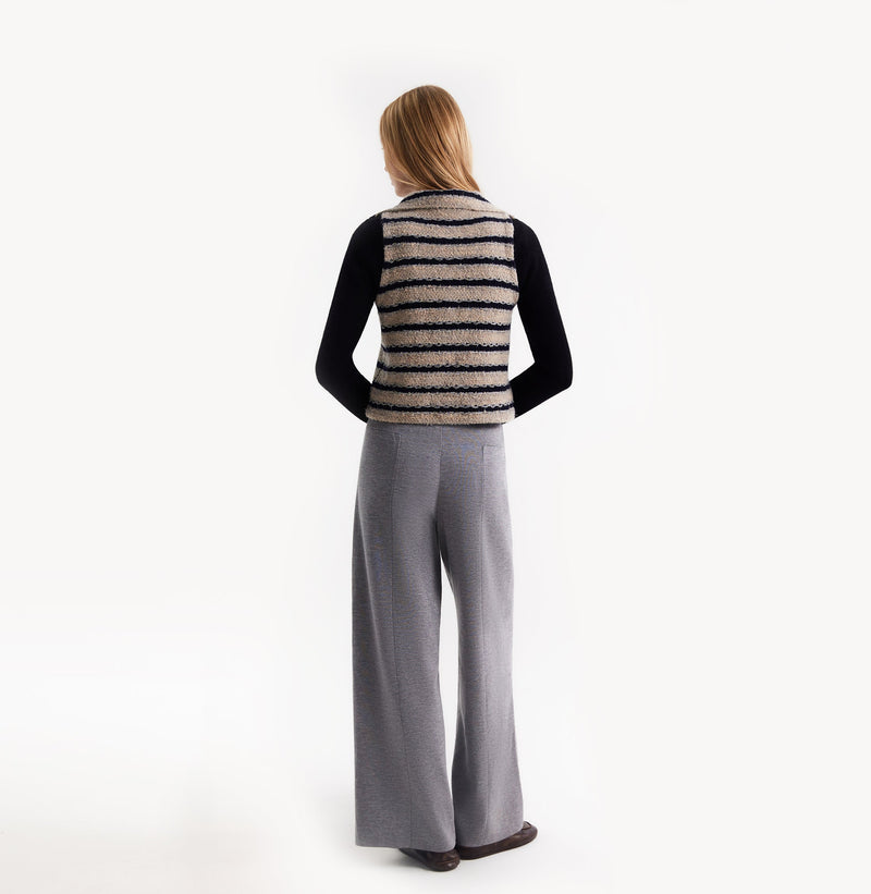 TWEED STRIPED LAPEL VEST