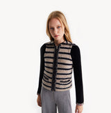 TWEED STRIPED LAPEL VEST