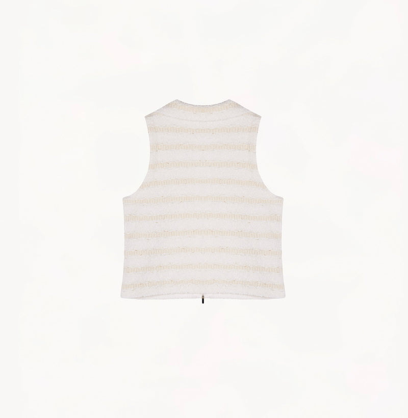 TWEED STRIPED LAPEL VEST