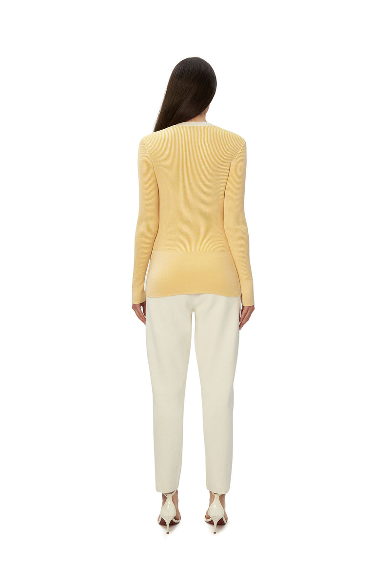 SILK CASHMERE BLEND RIBBED CARDIGAN, back-view