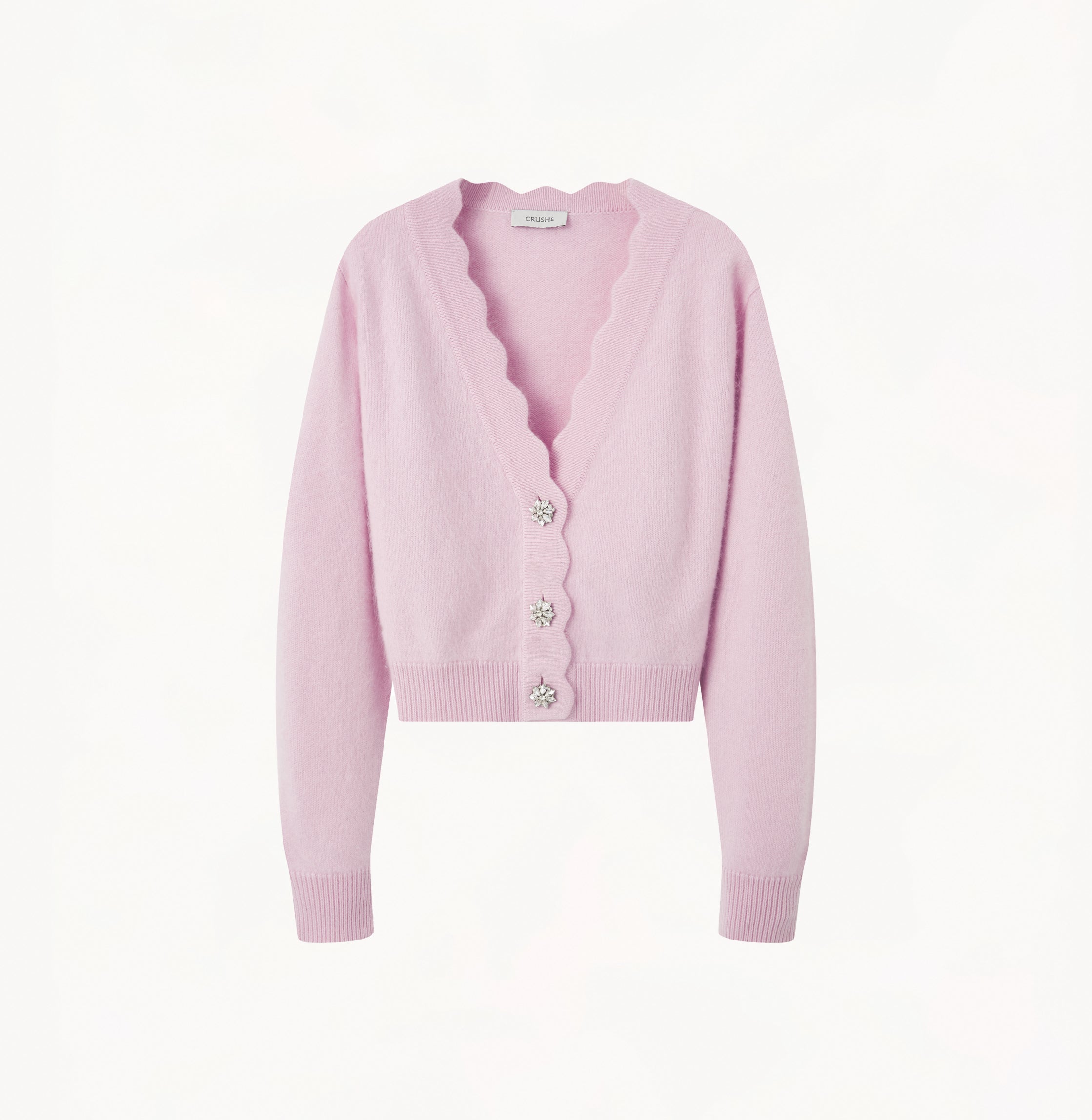 SCALLOPED FLUFFY HAND BRUSHED CASHMERE CARDIGAN – CRUSH Collection