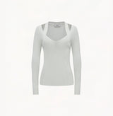 SILK BLEND CUT OUT KNIT TOP