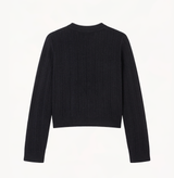 VERTICAL-STRIPED ASYMMETRIC CASHMERE CARDIGAN