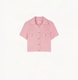 Bouclé jacket with short sleeves in pink.