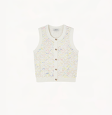 Bouclé waistcoat with wavy stripes in white.