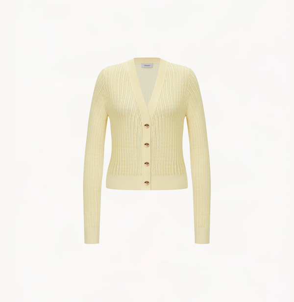 Silk and cotton cardigan in yellow