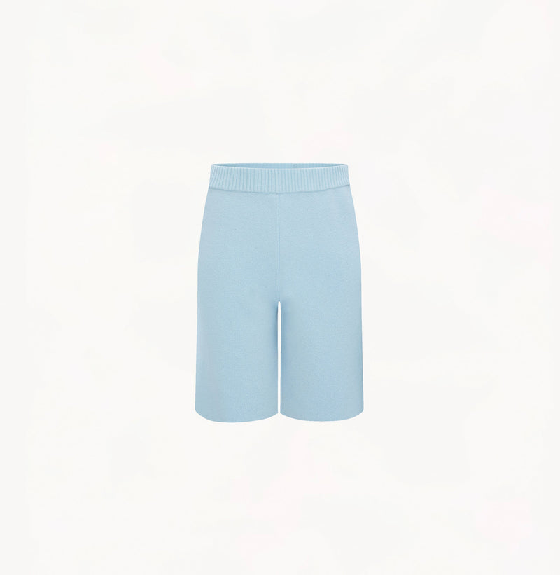 Cashmere shorts for womens in blue.