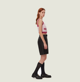 Cashmere button up tank top in pink and fushia colorblock. right-view