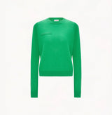 Long sleeves cashmere sweater crew neck in green.