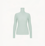 Cashmere ombre top in metallic mint with turtleneck.