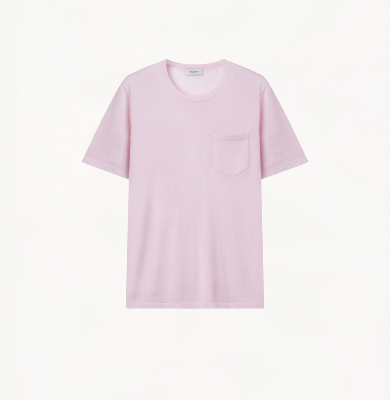 Cashmere short sleeves crew-neck t-shirt in pink