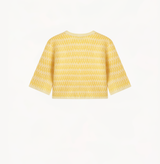 Cashmere two-toned crewneck crop top in moonlight yellow