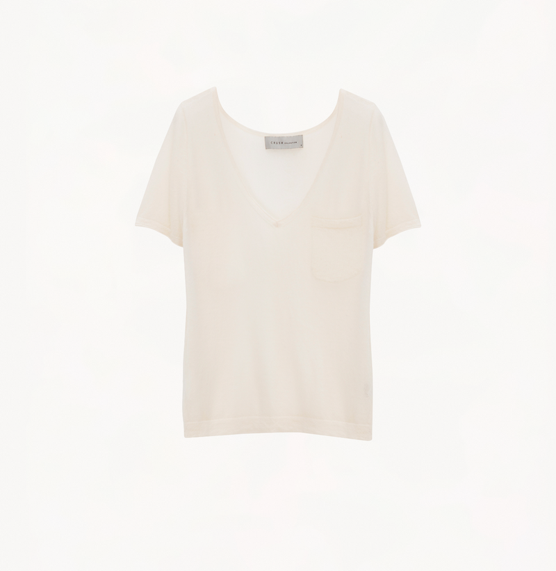 Cashmere v-neck t-shirt for women in white 