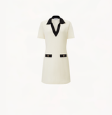 COLORBLOCKED LAPEL DRESS