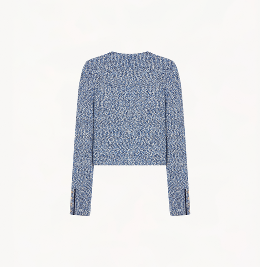 Boucle jacket in blue with pockets.