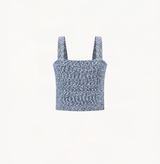 Boucle knit tank top in blue.