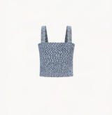 Boucle knit tank top in blue.