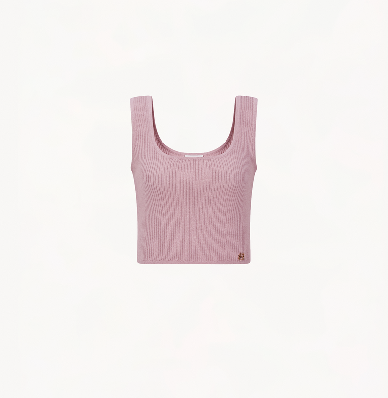 Cashmere tank top in dusty rose.