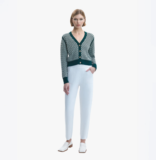 Cotton and cashmere green button up cardigan for womens.