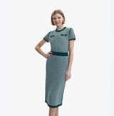 Cotton and cashmere blend midi skirt in green.