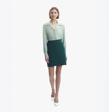 Cotton and cashmere blend mini skirt in green.