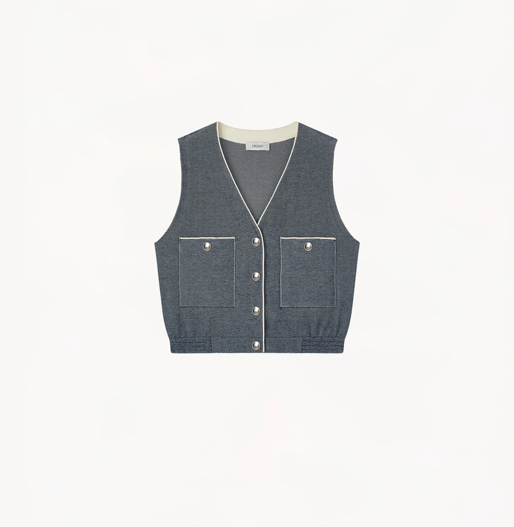 DENIM-LOOK V-NECK VEST – CRUSH Collection