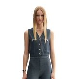 DENIM-LOOK V-NECK WAISTCOAT