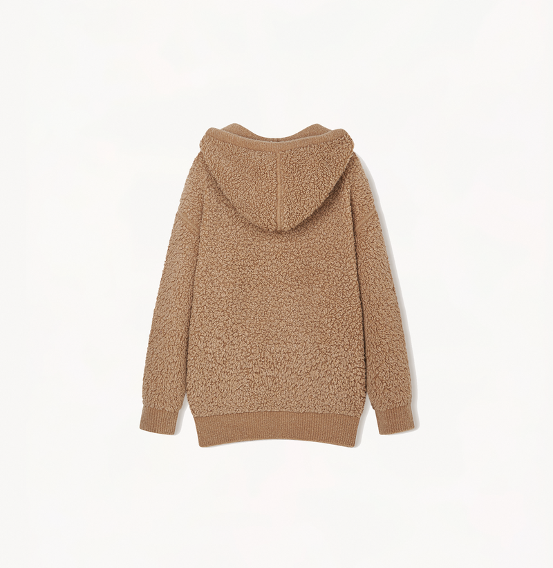 HOODED TEDDY BOUCLE CASUAL SWEATSHIRT