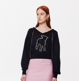 FLUFFY CASHMERE MOTIF-PRINTED JUMPER