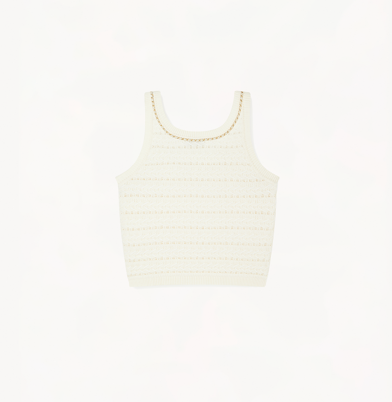 WOOL CABLE-KNIT TANK TOP