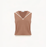 Collared vest in coffee color