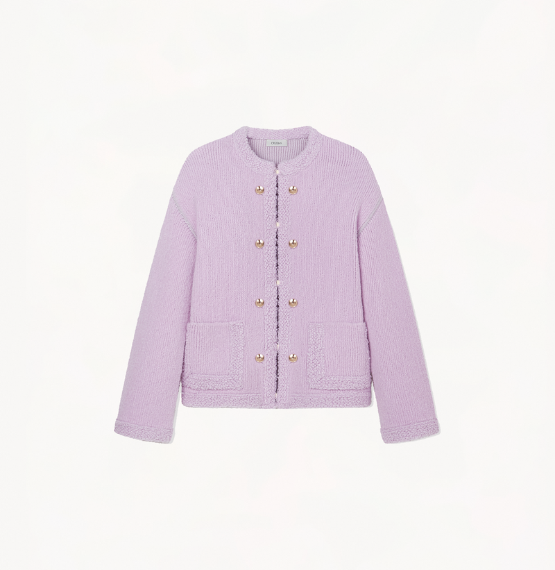 Women's mandarin collar jacket in lilac.