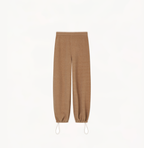 Merino wool wide-leg pants in camel.