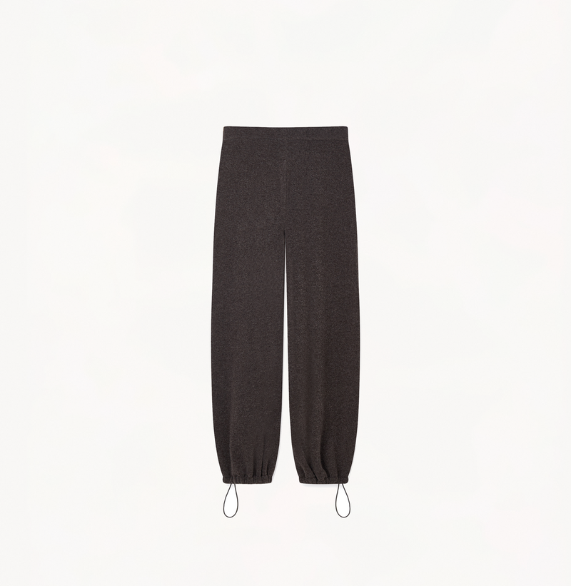 Merino wool wide-leg pants in ash grey.