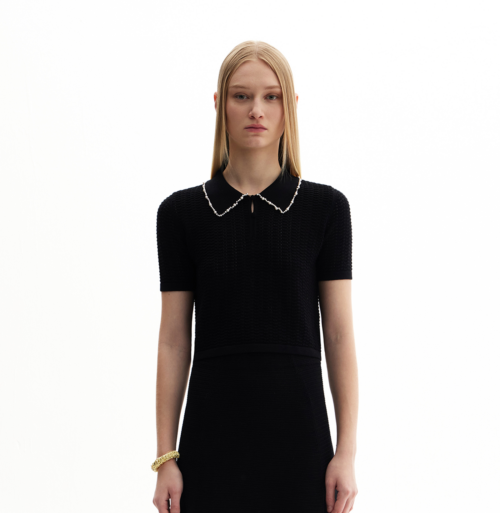 PEARL EMBELLISHED POLO TOP – CRUSH Collection